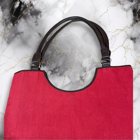 AARONG Hand Beaded Floral Shoulder Tote Bag Red Black Brown - Picture 6 of 11